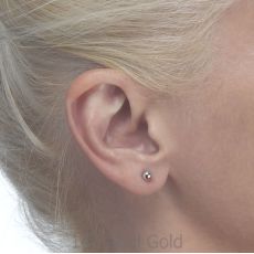 14K White Gold Kid's Stud Earrings - Classic Circle