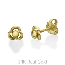 14K Yellow Gold Kid's Stud Earrings - Flower of Milly