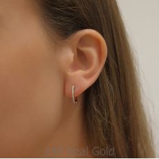 14K Yellow Gold Diamond Women's Hoop Earrings - S