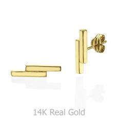 14K Yellow Gold Women's Earrings - Golden Brick