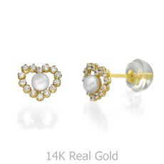 14K Yellow Gold Kid's Stud Earrings - Marilyn Pearl