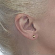 14K Yellow Gold Kid's Stud Earrings - Blooming Pearl