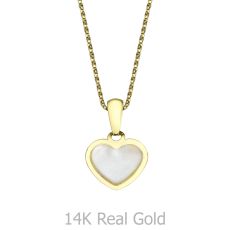Pendant and Necklace (17.7") in Yellow Gold -  Golden Pearl Heart
