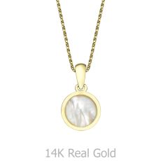 Pendant and Necklace (16.5") in Yellow Gold - Golden Pearl