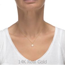 Pendant and Necklace (17.7") in Yellow Gold - Golden Pearl