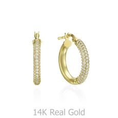 14K Yellow Gold Women's Earrings - Shiny Hoop - M