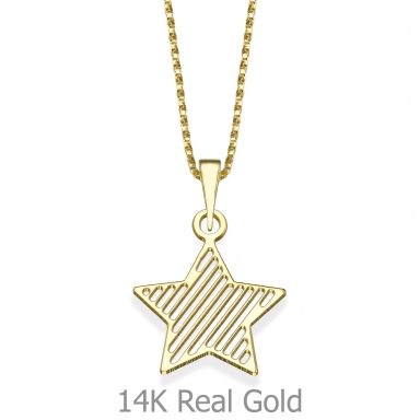 Pendant and Necklace in 14K Yellow Gold - Star of the Party
