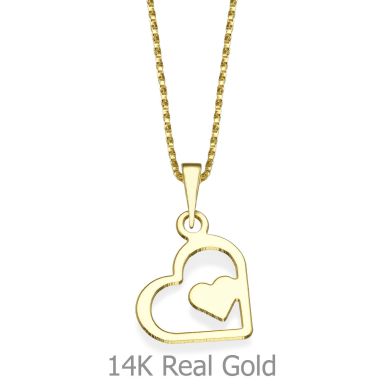Pendant and Necklace in 14K Yellow Gold - Wondrous Heart
