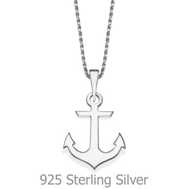 Pendant and Necklace in 925 Sterling Silver - Silver Anchor