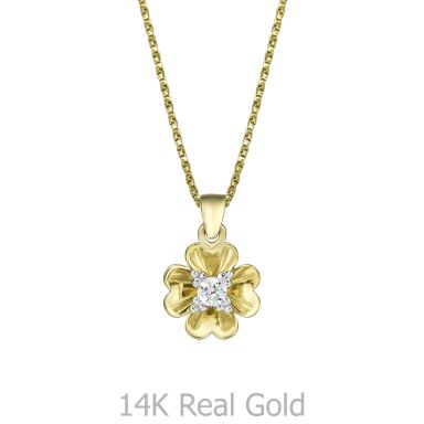 Pendant and Necklace in Yellow Gold - Rosebud