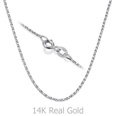 14K White Gold Twisted Venice Chain Necklace 1mm Thick, 16.5" Length