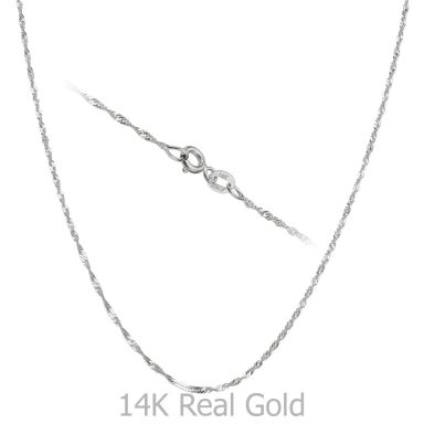 14K White Gold Singapore Chain Necklace 1.2mm Thick, 16.5" Length