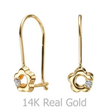 Dangle Earrings in14K Yellow Gold - Hope Flower