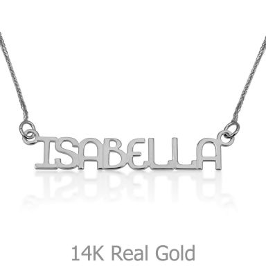 14K White Gold Name Necklace "Coral" English