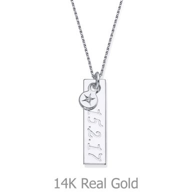 Necklace and Vertical Bar Pendant with a Star Diamond in White Gold 