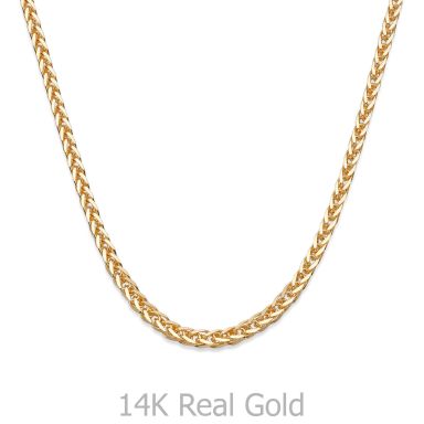 14K Yellow Gold Chain for Men Spiga 1.5mm Thick, 19.5" Length