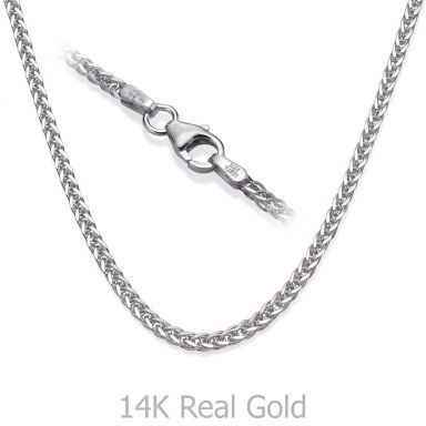 14K White Gold Spiga Chain Necklace 1.5mm Thick, 19.5" Length