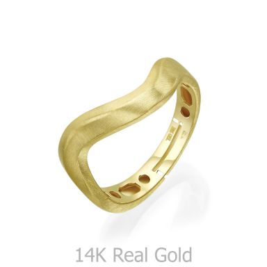14K Yellow Gold Rings - Matte Wave