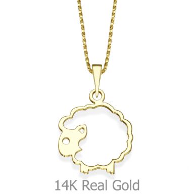 Pendant and Necklace in 14K Yellow Gold - Lambkins