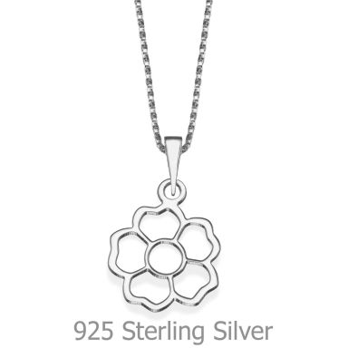 Pendant and Necklace in 925 Sterling Silver - Flowering Heart