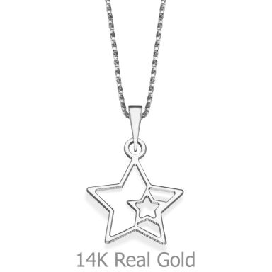 Pendant and Necklace in 14K White Gold - A Star is Born
