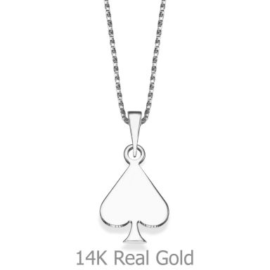 Pendant and Necklace in 14K White Gold - Queen of Spades
