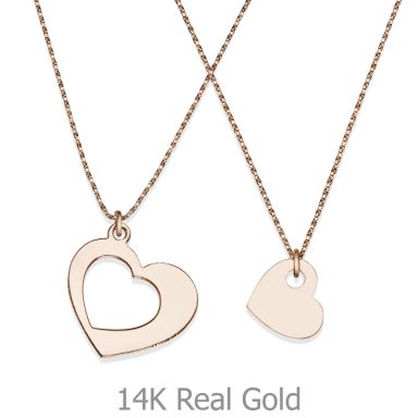 For Mother & Daughter - Hearts in Rose Gold