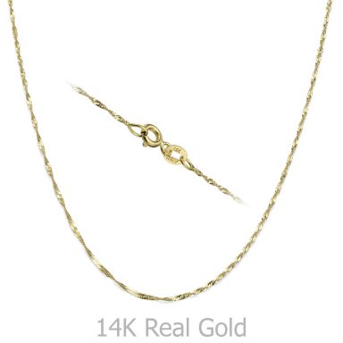 14K Yellow Gold Singapore Chain Necklace 1.6mm Thick, 16.5" Length