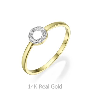 14K Yellow Gold Rings - Shimmering circle
