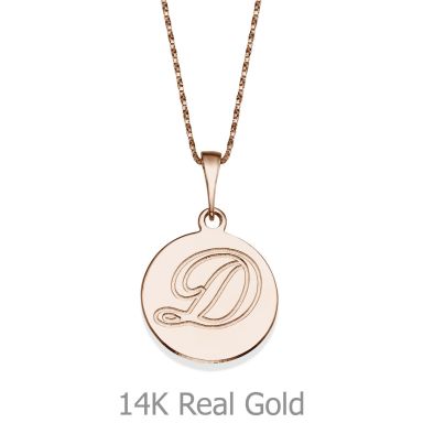 Engraved Initial Disc Necklace in Rose Gold