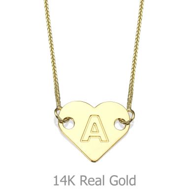 Heart-Shaped Initial Necklace in Yellow Gold