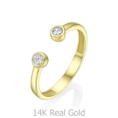 14K yellow Gold Open Ring  - Shiny Dew balls