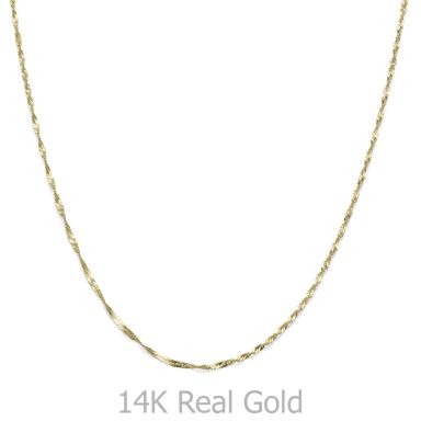 14K Yellow Gold Chain for Men Singapore 1.6mm Thick, 21.6" Length