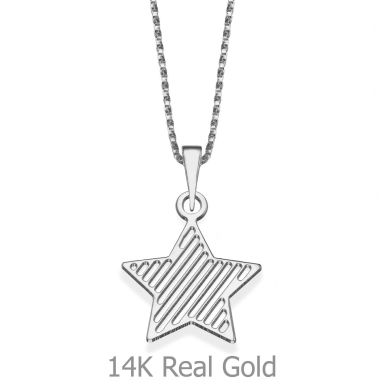 Pendant and Necklace in 14K White Gold - Star of the Party