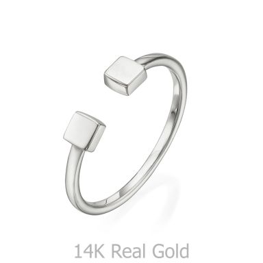 Open Ring in 14K White Gold - Squares