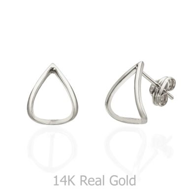 14K White Gold Women's Earrings - Embracing Drop