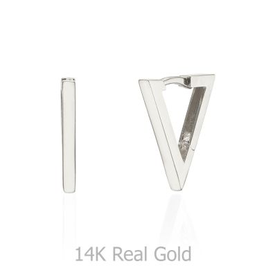 14K White Gold Women's Earrings - Golden Triangle
