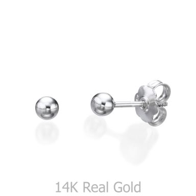 14K White Gold Kid's Stud Earrings - Classic Circle - Small