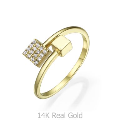 14K Yellow Gold Rings - Shimmering cubes