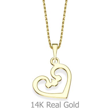 Pendant and Necklace in 14K Yellow Gold - Heart and Soul