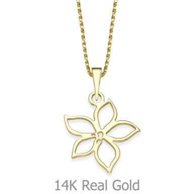 Pendant and Necklace in 14K Yellow Gold - Blooming Heart