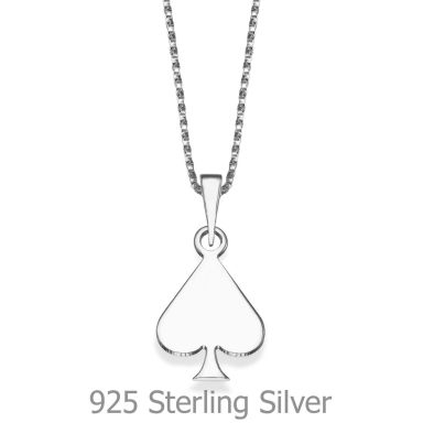 Pendant and Necklace in 925 Sterling Silver - Queen of Spades