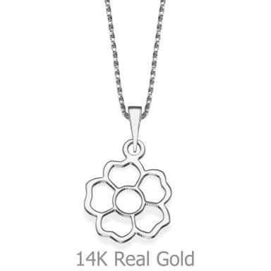 Pendant and Necklace in 14K White Gold - Flowering Heart