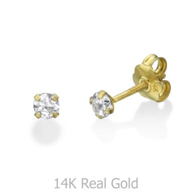 14K Yellow Gold Kid's Stud Earrings - Moulan