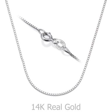 14K White Gold Venice Chain Necklace 0.8mm Thick, 17.7" Length