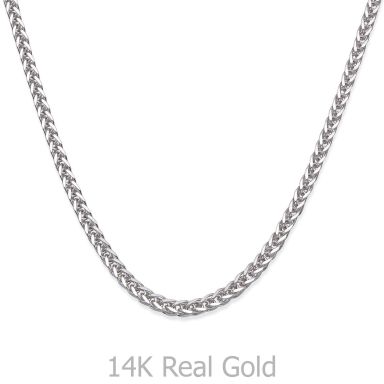 14K White Gold Chain for Men Spiga 1.5mm Thick, 19.5" Length