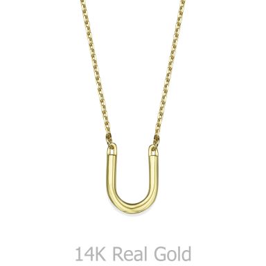 Pendant and Necklace in 14K Yellow Gold - Lucky Horseshoe