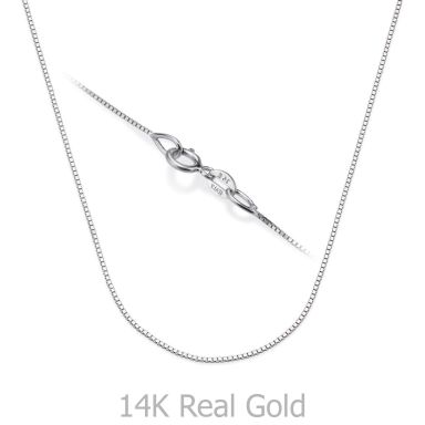 14K White Gold Venice Chain Necklace 0.53mm Thick, 17.7" Length