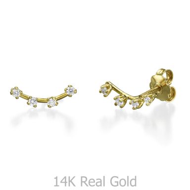 14K Yellow Gold Women's Earrings - Crystal Spotlights