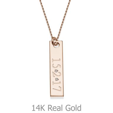Necklace and Vertical Bar Pendant in Rose Gold with Diamonds